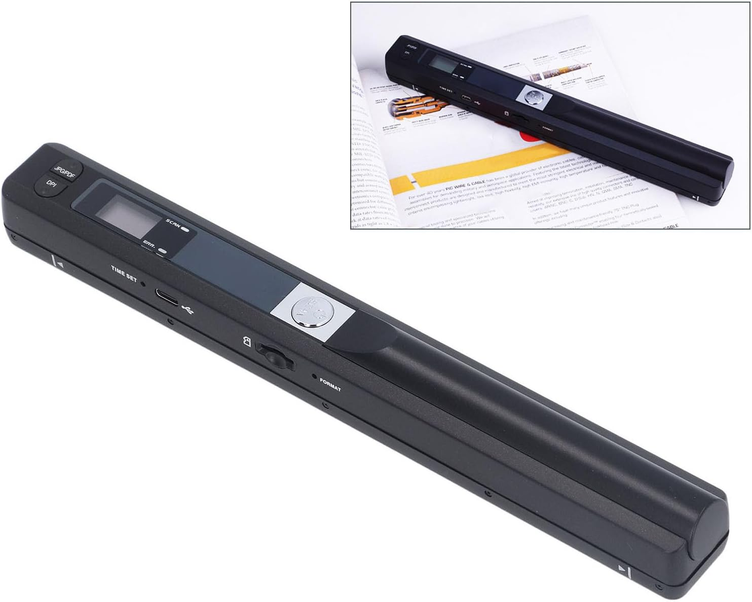 Portable Scanner, 8.27 Inch HD 900DPI Document Scanner for A4 Documents Photo Receipt, Color Mobile Handheld Scanner Wand for Home Travel Office (Black) image number 3