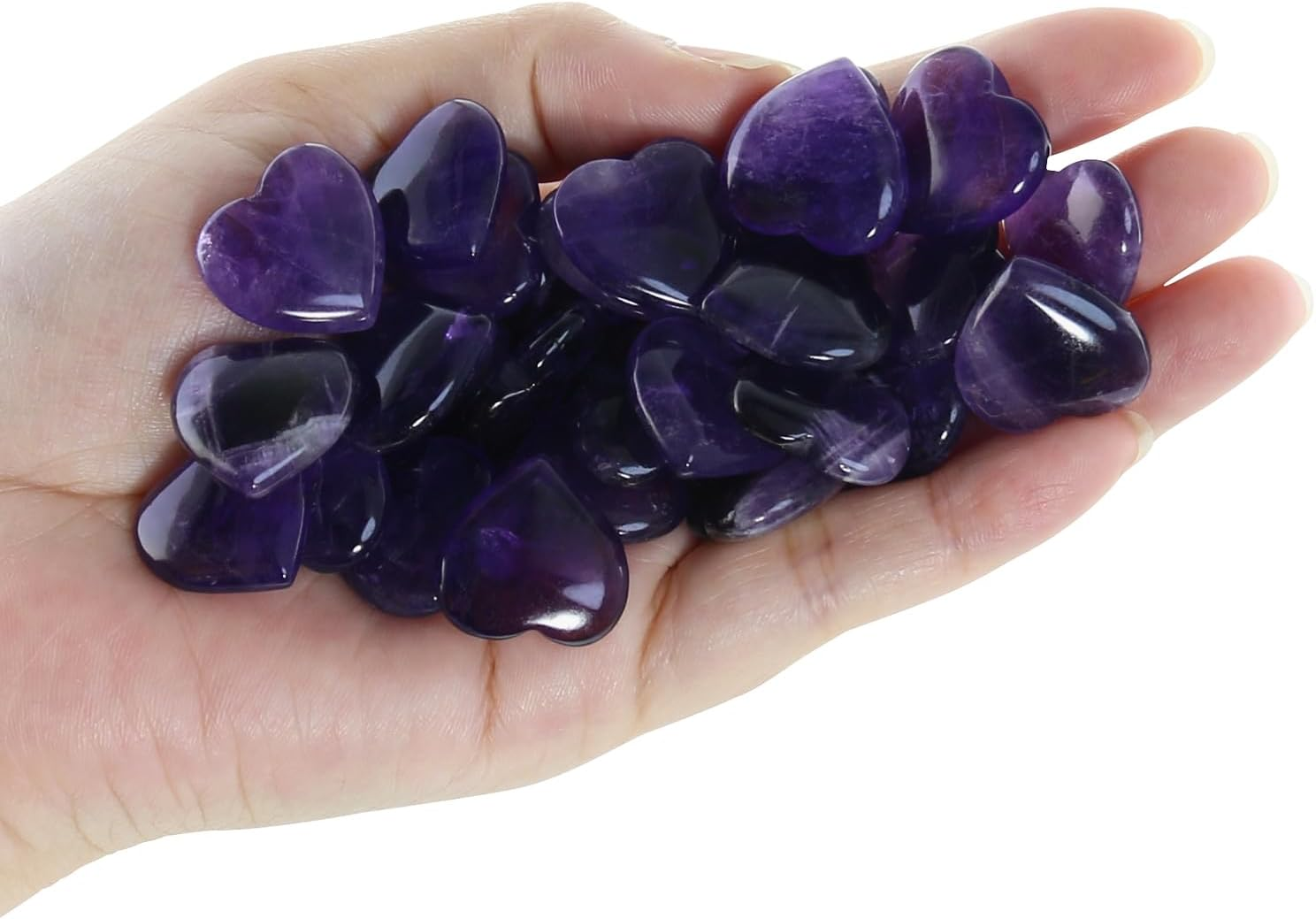 Tumbled Polished Natural Amethyst Stones and Crystals Heart Stones, Crystals and Healing Stones Quartz Bulk for Wicca, Reiki, Healing Energy, Chakra Stones, Witchcraft Supplies(20Pcs) image number 1