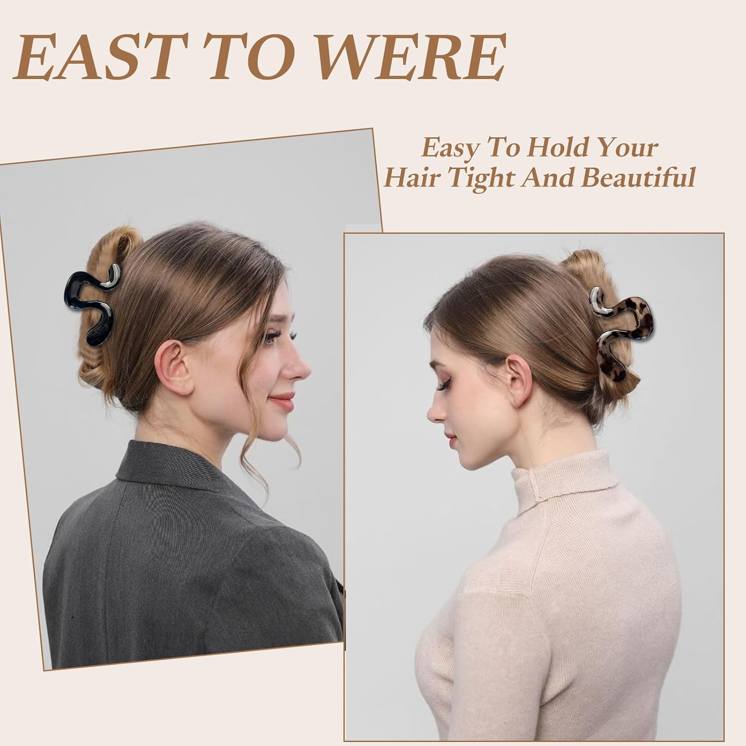 Set of 4 Women'S Hair Clips, Leopard Print Hair Clip, Black, Aesthetic Hair Clips, Suitable for Thin and Thick Hair, Women'S Gripper Set for Women and Girls image number 4