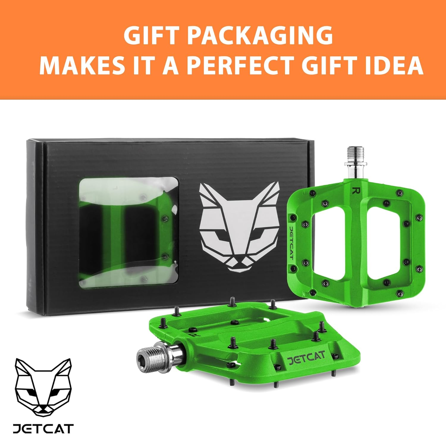 JETCAT Mountain Bike Pedals Flat - MTB Pedals Flat, Bicycle Pedals for Bmx/Mtn/Road/Gravel/Ebike, BMX Pedals, Platform Pedals, Adults & Kids Bike Replacement Upgrades Parts 9/16 image number 6