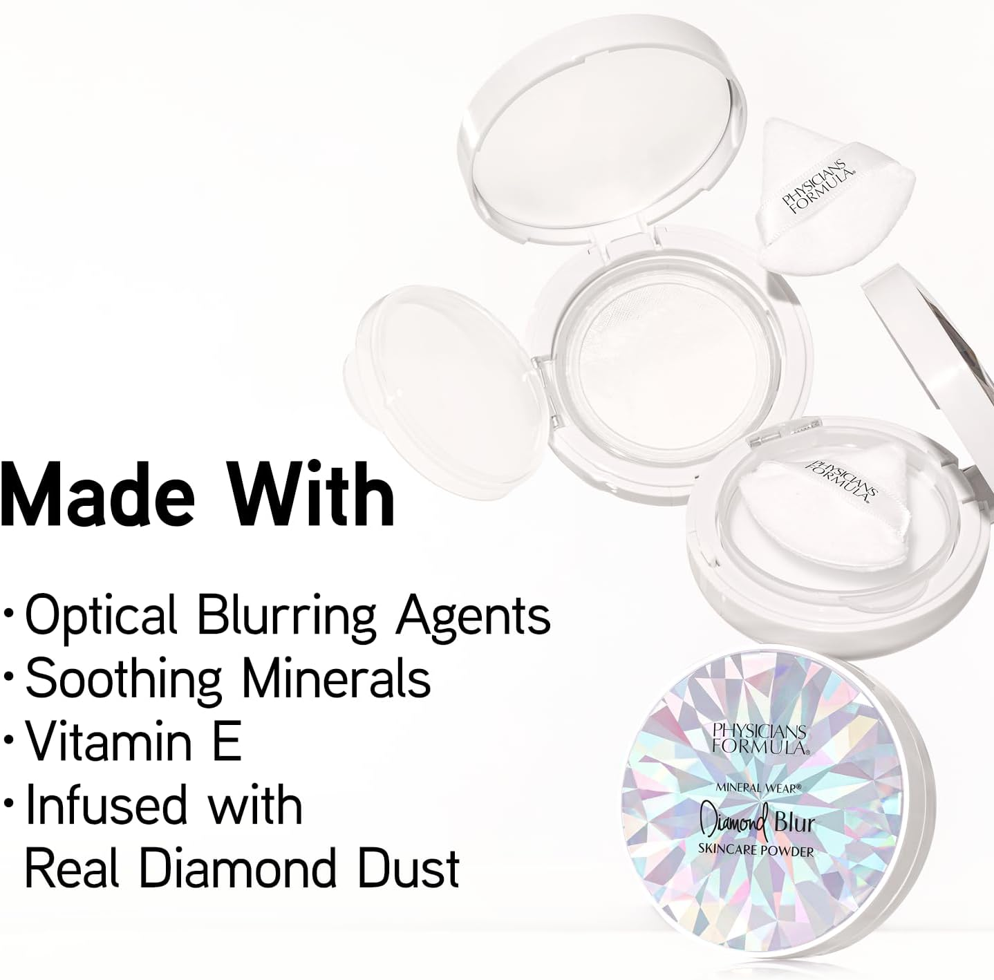 Physicians Formula Mineral Wear&reg;Diamond Blur Skincare Cushion Powder, Blurring & Pore Diffusing Long Lasting Matte Finish Face Powder, Talc-Free- Translucent image number 5