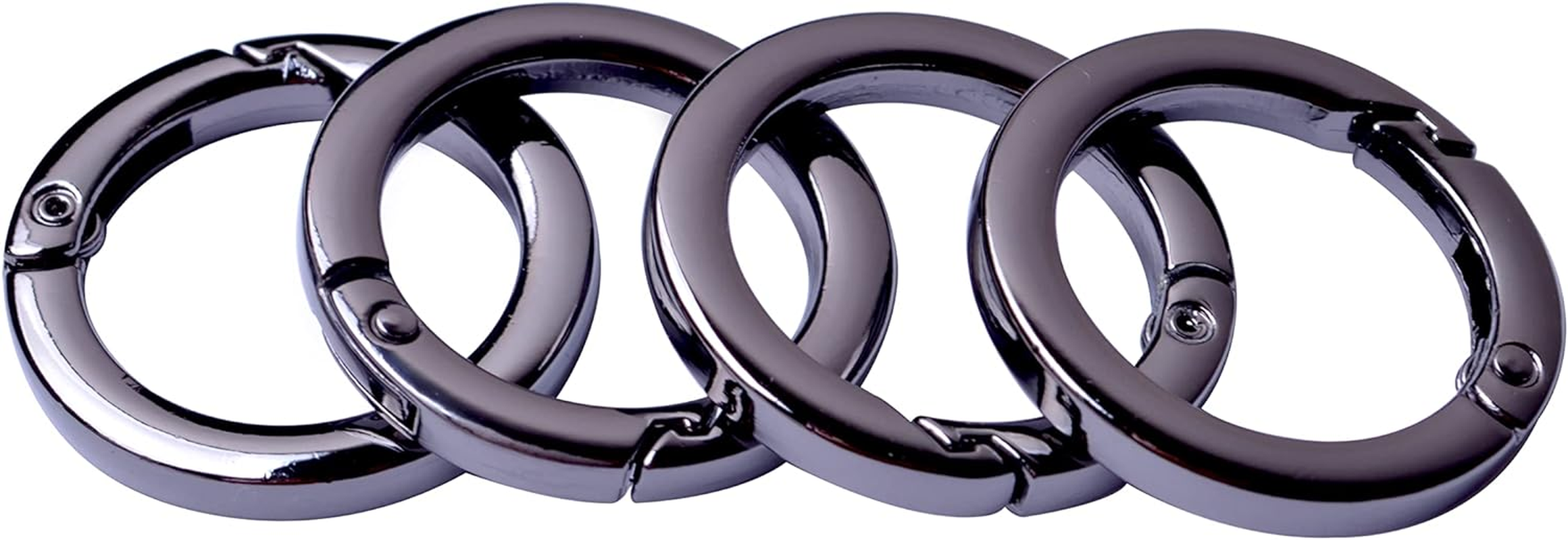 4Pcs round Carabiner Metal Spring Key Ring,Spring Snap Hooks Clip,Spring Keyring Buckle,Flat O Ring for Purses Bbc40-32-Silver