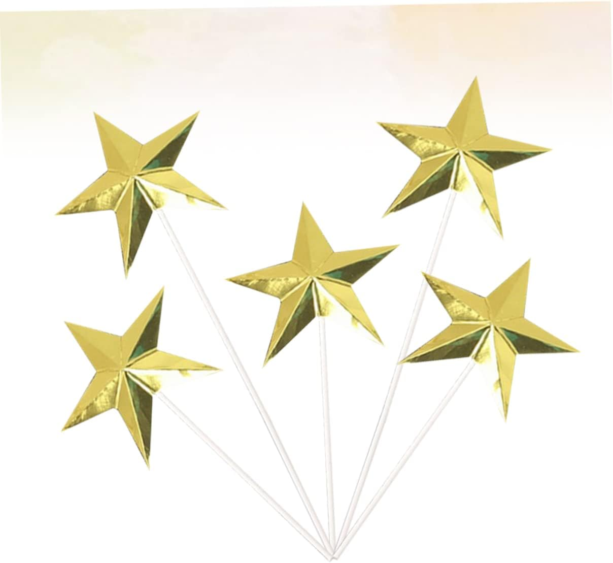 LABRIMP 60Pcs Star Cake Picks Sequin Cupcake Toppers Dessert Topper Birthday Cupcake Toppers Gold Party Decorations Cake Picks Wedding Glitter Gold Wedding Decor Insert Card Baby Christmas image number 1