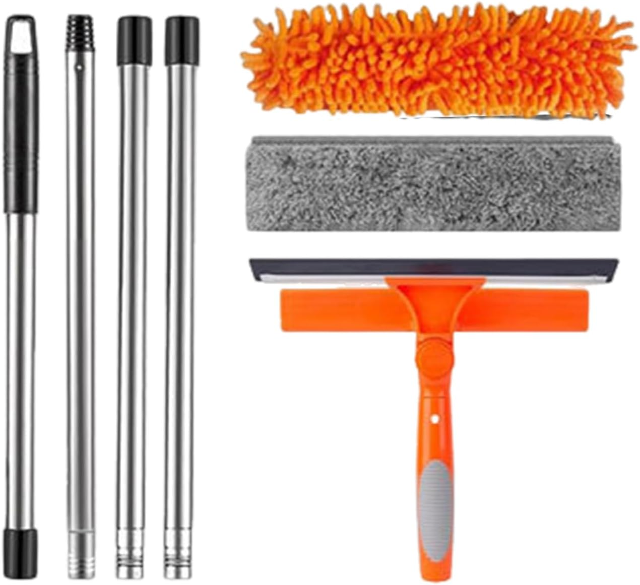 Tall Duster for High Ceilings - Long Reach Duster,Window Squeegee Cobweb Remover Cleaning Tools Kit for Furniture Indoor Home Roof Ceiling Fan Outdoor