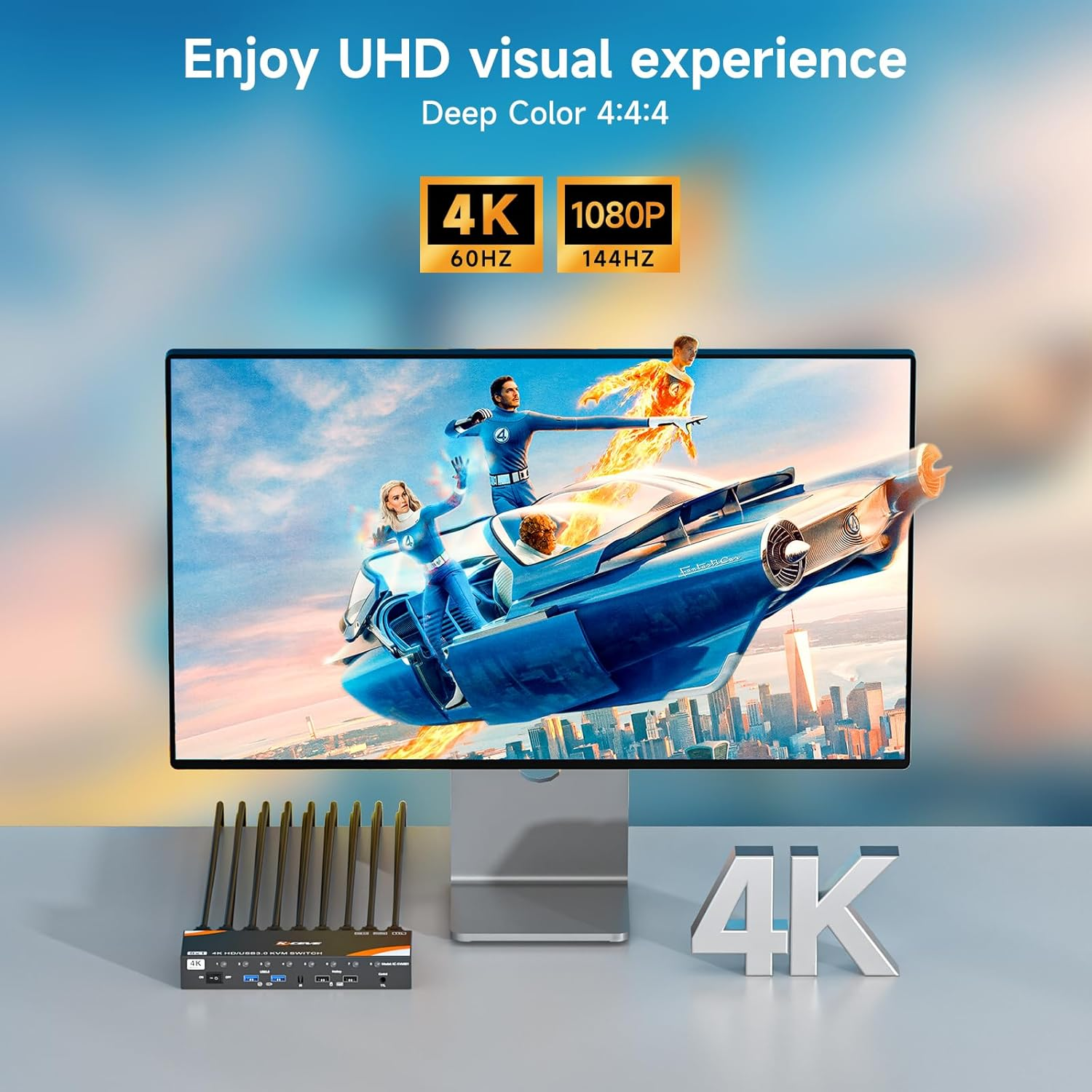 8 Port HDMI KVM Switch 8 Computers 4K@60Hz/1080P@144Hz USB 3.0 Hubs 8 in 1 Out for 8 Pcs Share 1 Monitor Keyboard Mouse Printer Scanner, Support Hotkey, Remote Control & TTL Controller image number 5