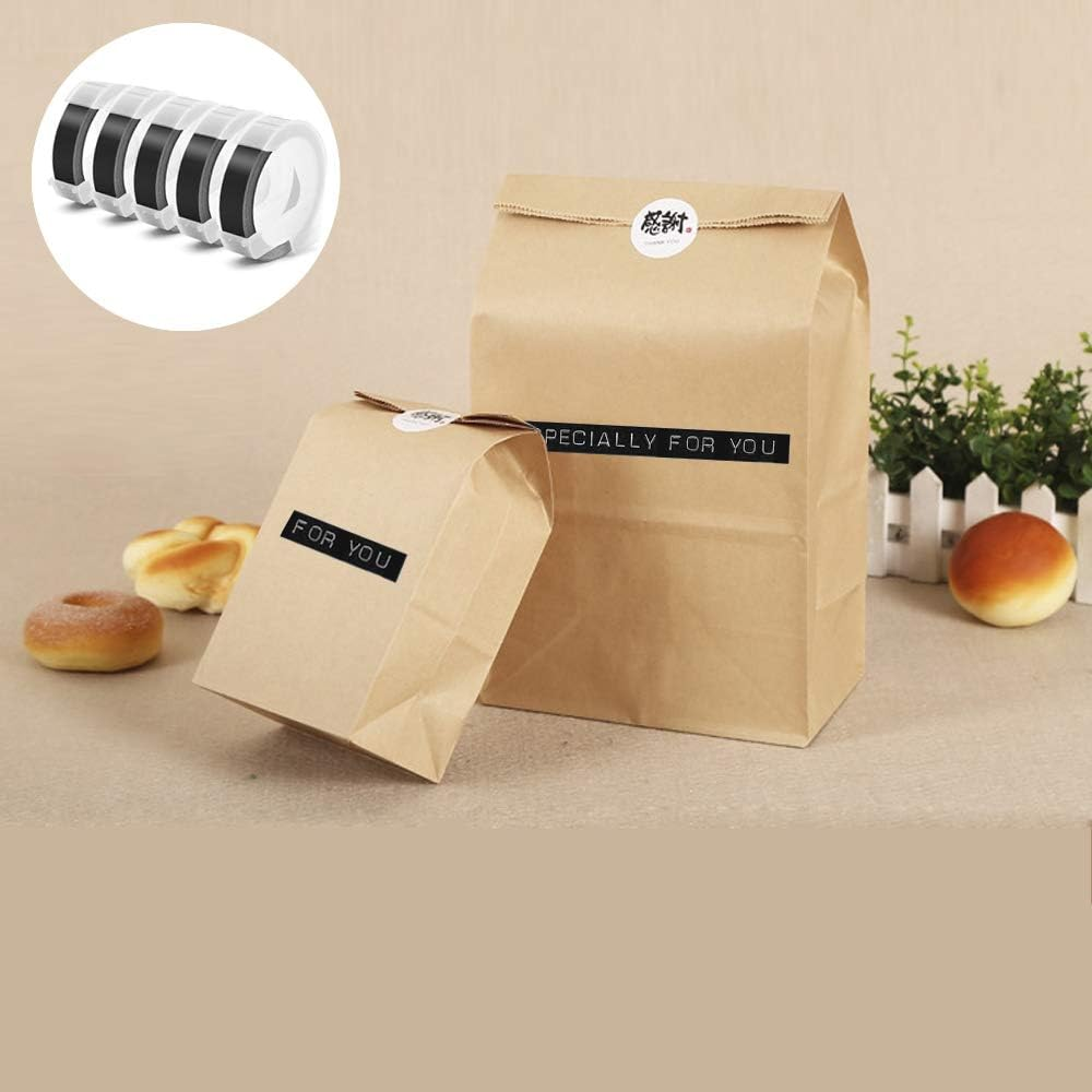 Embossing Label Tape Compatible with Dymo Label Maker,3/8 Inch 3D Plastic Labels for Dymo Organizer Xpress 12965 DYM 12966 Office Mate II (White on Black) image number 4