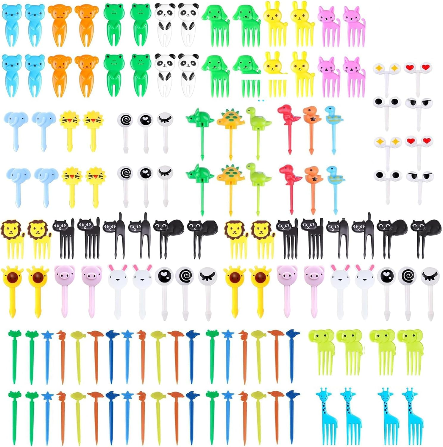 ZANZER Food Fruit Fork Picks for Kids Cute Animals Bento Box Decor Forkscake Little Forks Dessert Forks Mini Cartoon Toothpick for Cake Dessert Pastry Party Supply (Color D) image number 5