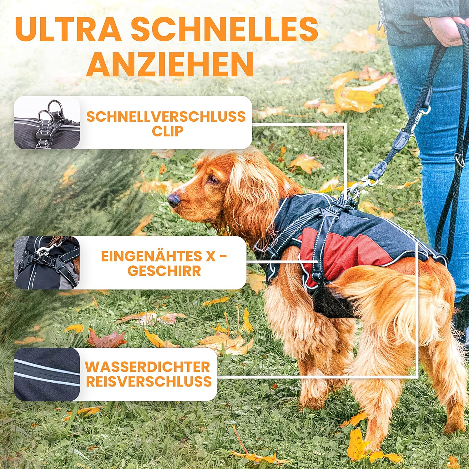 TIERHOOD - Waterproof Dog Raincoat [Includes Harness] &ndash; Dog Raincoat &ndash; [Includes Reflectors] &ndash; Rain Jacket Dog &ndash; Dog Coat Rain Coat &ndash; Raincoat for Dogs &ndash; Dog Raincoat Waterproof image number 6