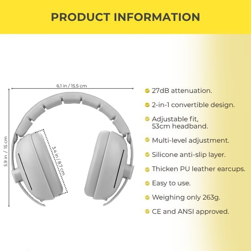 Rndeen Upgraded 2-In-1 Baby Earmuffs-27Db,Ear Protection for Infants & Toddlers(Up to 48 Months),Improved Noise Reduction,Ultra-Soft,Ideal for Outdoor & Sleep image number 3