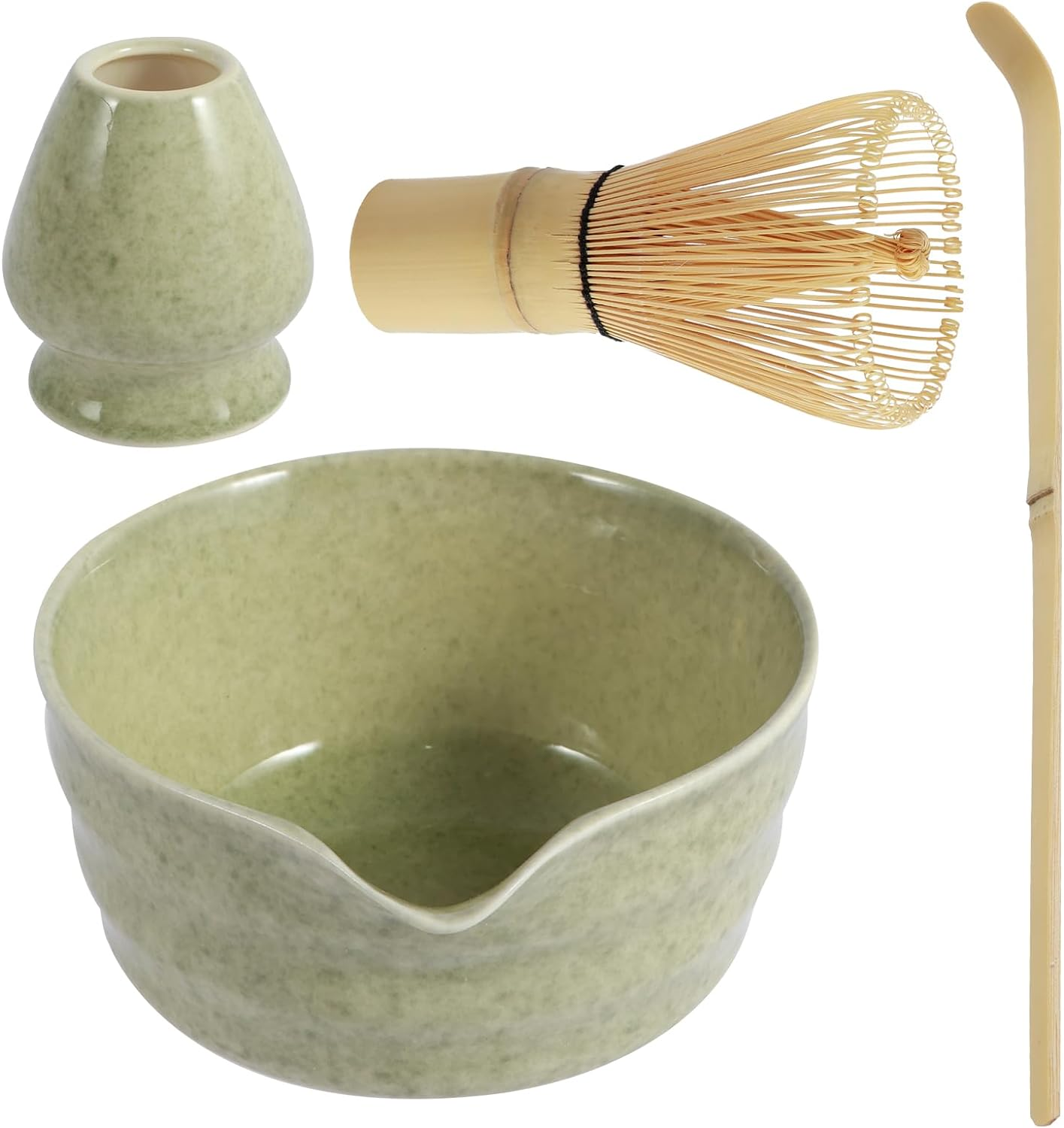4Pcs Matcha Whisk Set Reusable Matcha Making Kit with Ceramic Bowl and Whisk Elegant Matcha Tea Set 500Ml Mottled Matcha Bowl for Tea Lovers image number 3