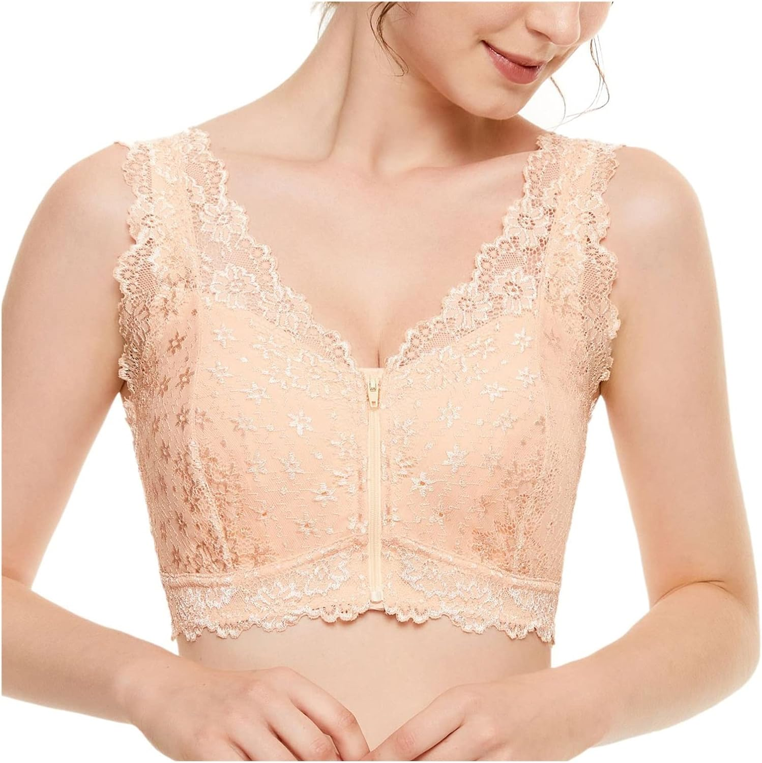 Front Closure Everyday Bra for Mastectomy Women Breast Prosthesis Wireless Post Op Pockets Bras with Removable Pads (Color : White, Size : Xxxl/Xxx-Large)