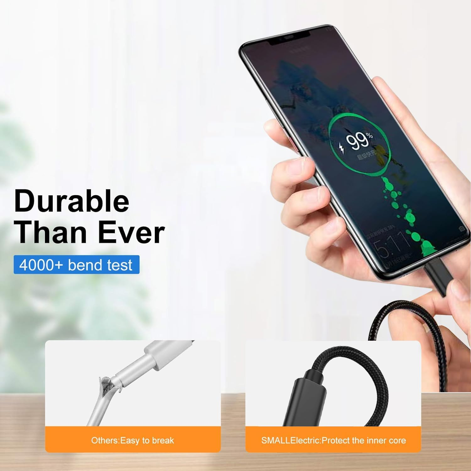 USB C Cable (1M 2-Pack), USB a to USB C Fast Charging Cord Nylon Braided Compatible with Iphone 17/16/15 Galaxy S25 S24 S23 S22 S21 A51 S10 S9, and Other USB C Devices-Black image number 1