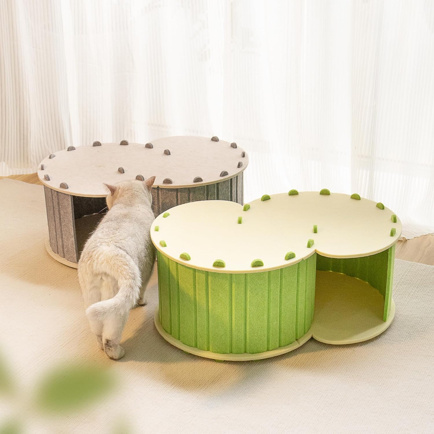 MSBC Cat Claw Sharpener, Felt House for Dogs, All Seasons, Flocked Labyrinth, CC Tunnel, Assembleable, Cute, Lightweight, Durable, Convenient Storage, Size 23.2 X 15.7 X 9.8 Inches (59 X 40 X 25 Cm image number 6