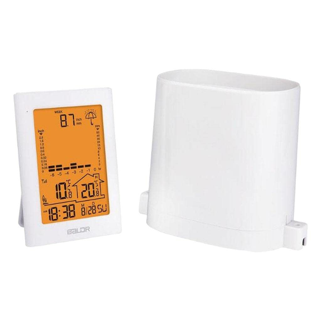 Rain Gauge Rainfall History Weather Station Gauge Rainfall for In/Outdoor White