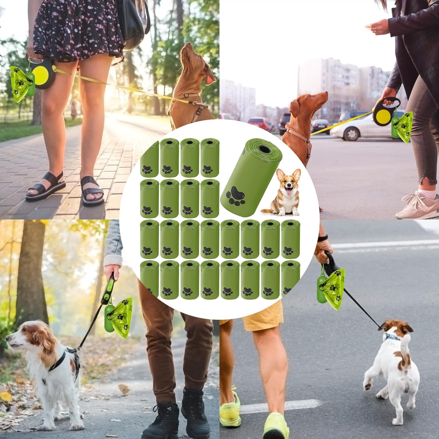 Dog Poop Bags, 24 Rolls Poo Waste Bags Refill Rolls Amazon Dog Poop Bags for Pet Dog Outing Accessories image number 4