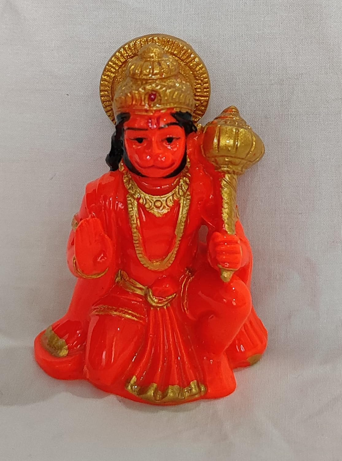 Hanuman Ji Ki Murti in Blessing Posture with Gada Sitting Lord Balaji Bajrangbali Sankat Mochan Bhagwan Idol for Temple Car Dashboard Home Decor Statue Gift Decorative Showpiece - 9 Cm image number 1