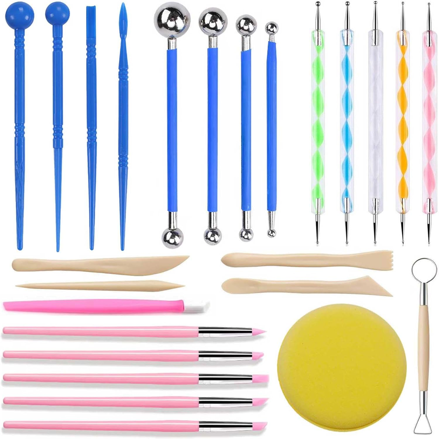 Polymer Clay Tools, Dotting Tools, Nail Art, Air Dry Clay, Sculpting Painting Embossing Scoring Modeling, Ball Stylus Pen, Rock, Silicone, Langqun image number 3