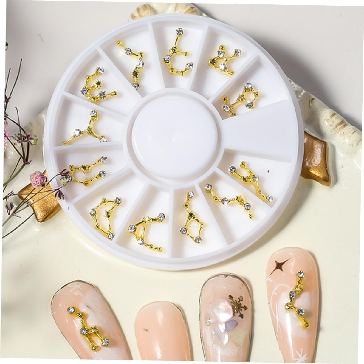 Beatifufu Zodiac Sign Nail Gems Diamond-Encrusted Alloy Nail Stickers Phone Case Decorations image number 5
