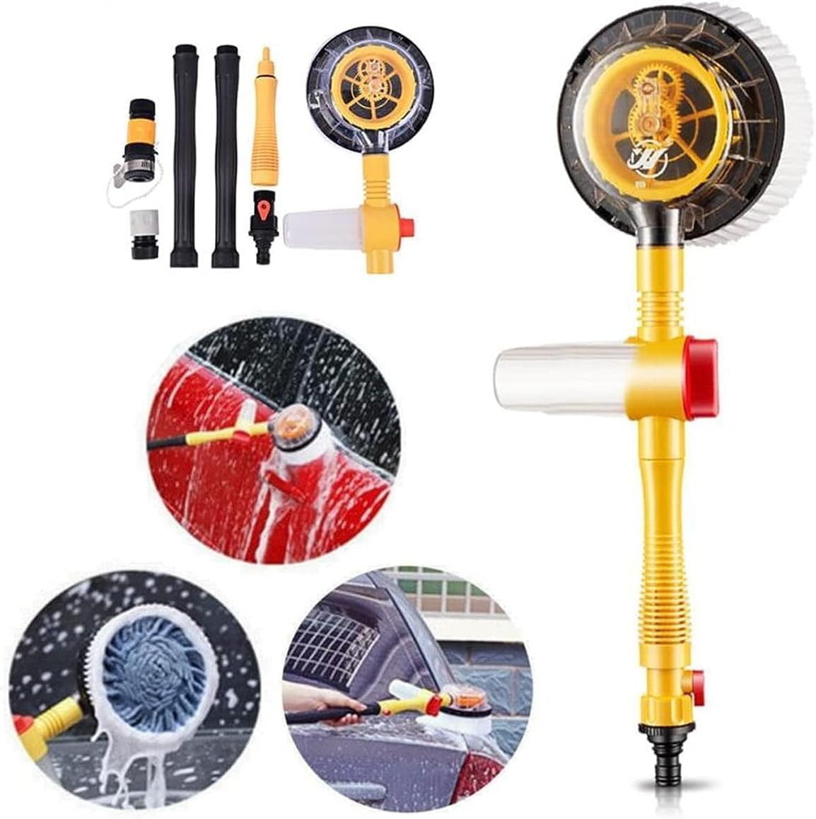 Sunblue Rotating Car Wash Brush, High Pressure Foam Brush with Soap Dispenser & Hose Attachment - Automatic Car Cleaner & Styling Tool image number 3