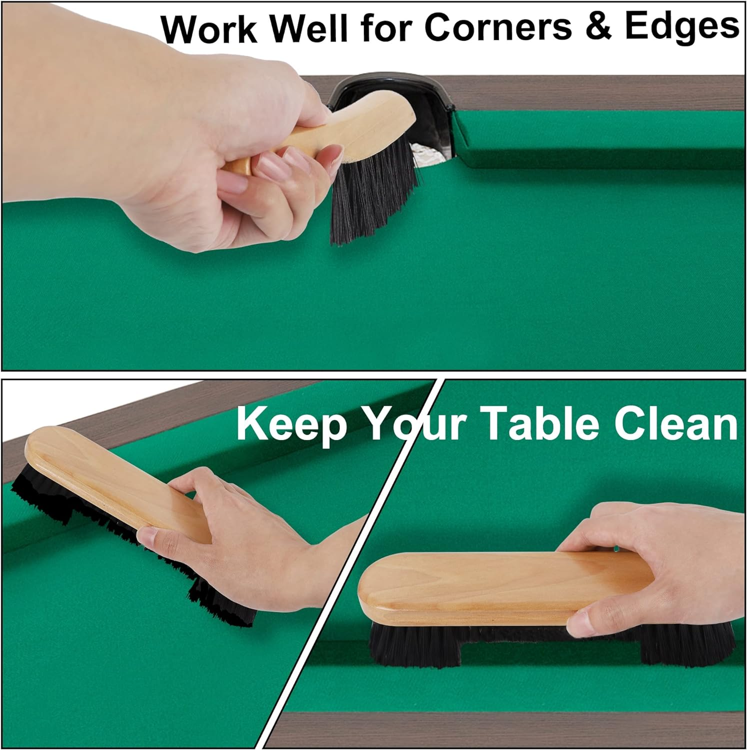 Set of 4 Pool Table Brush, Pool Table Accessories Billiards Table Brush Rail Brush, Cue Shaft Cleaner Cloth and Billiard Cue Chalk, Billiards Pool Table Cleaning Tools image number 4