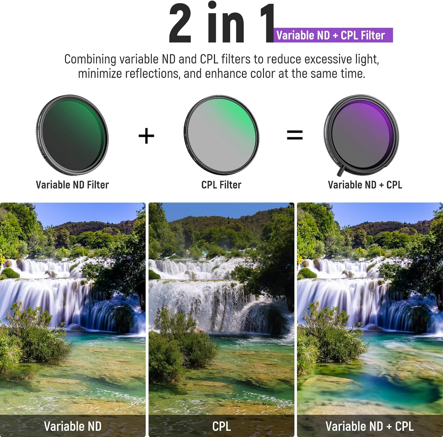 NEEWER True Colors 67Mm Variable ND2-32 & CPL with Magnetic ND32, Polarized ND Filter Set, 2In1 Adjustable One Rotatable Light Reduction Reflection Elimination No Color Shift No X Cross No Vignetting image number 1