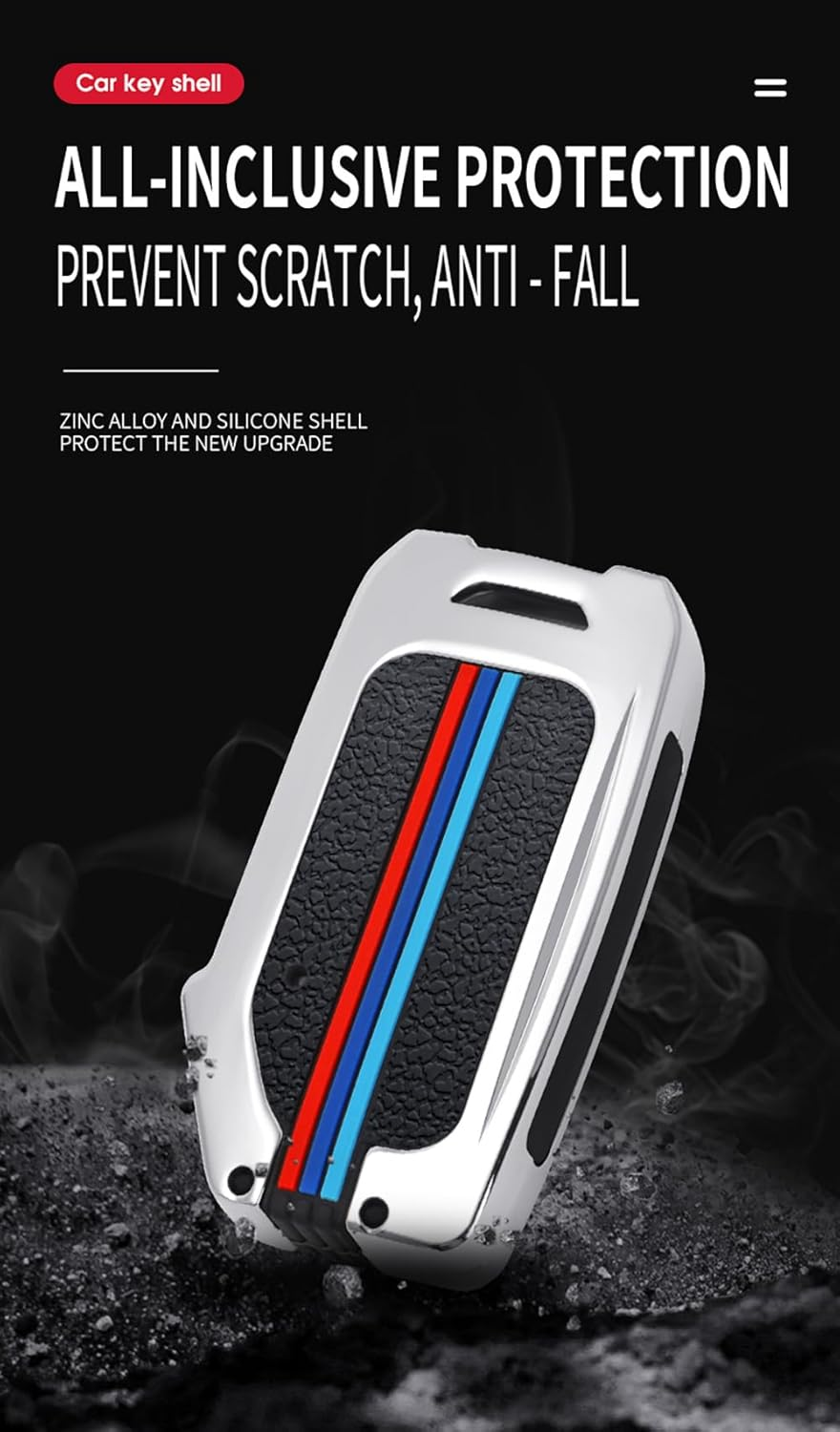 HIBEYO for KIA Telluride Key Case Holder 4 Button Alloy Key Fob Cover for KIA Telluride Seltos Soul Forte GT EX Sportage Sorento Cerato NIRO Push Key Smart Key Cover Accessories -B Type Black - A Type Silver image number 7