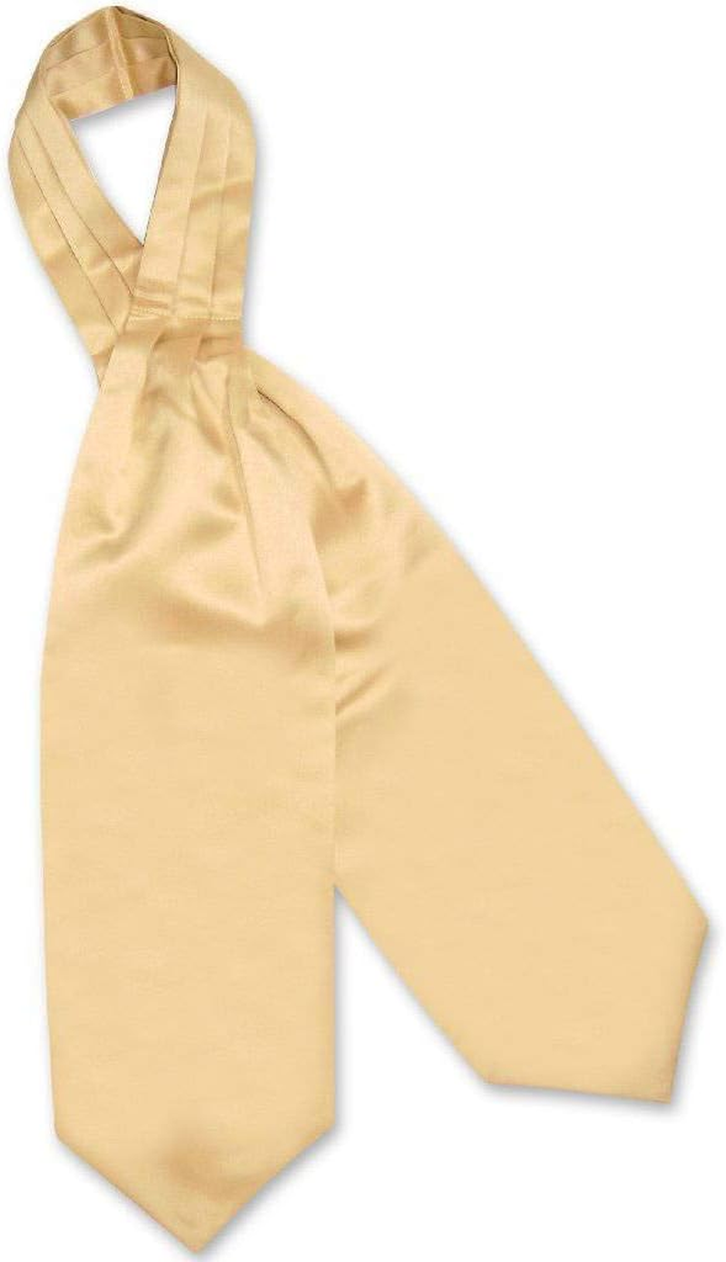 Vesuvio Napoli ASCOT Solid GOLD Color Cravat Men'S Neck Tie, Gold, One Size image number 1