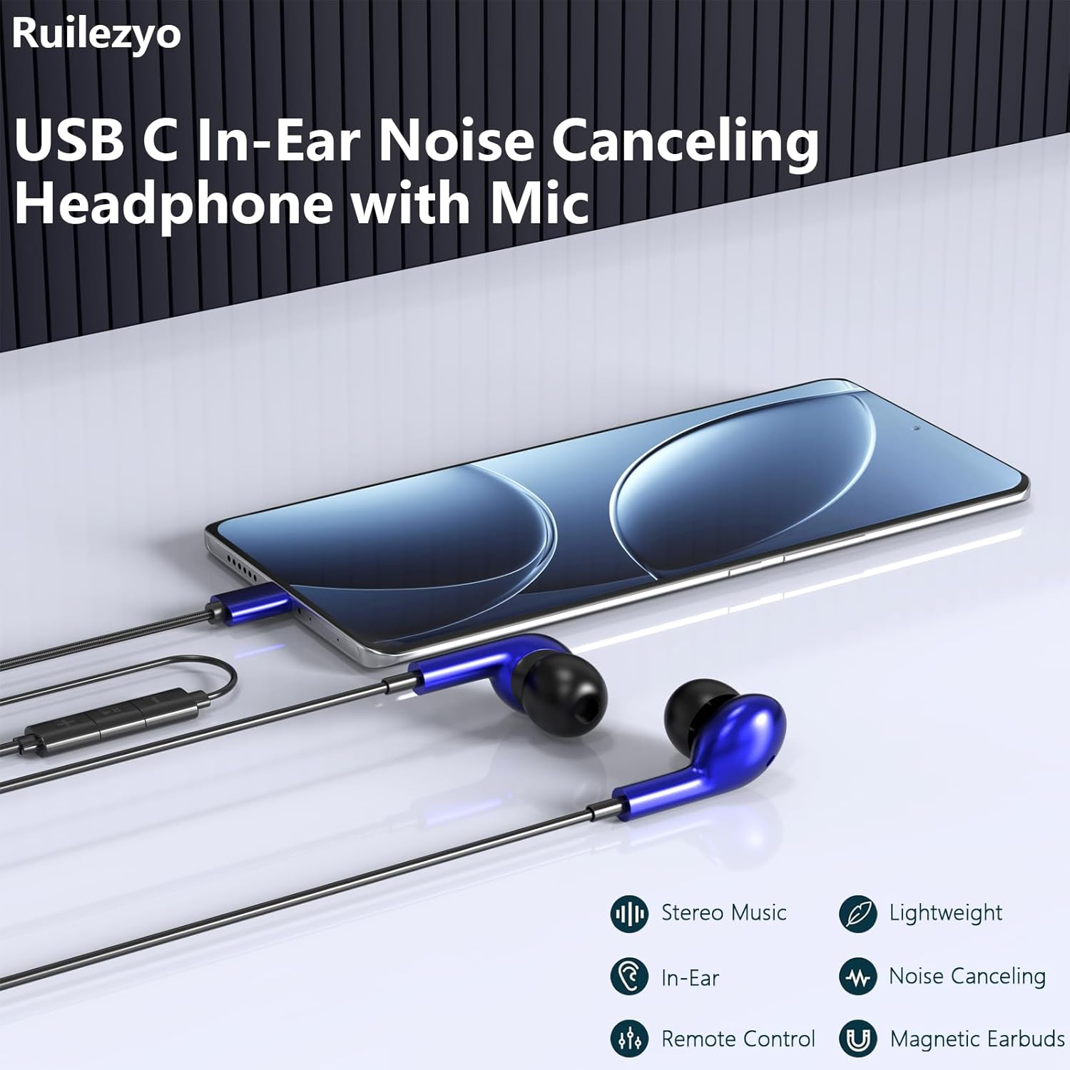 USB C Wired Headphones for Samsung Galaxy A56 A36 A26 A16 A06 A55 A54 A53 A35 A34 5G S25 S24 S23 S22 S21 Ultra In-Ear Headset with Microphone for Iphone 17 16 15 Ipad Pro Air 5 6 7 Pixel 7 Pixel 78 9 image number 4