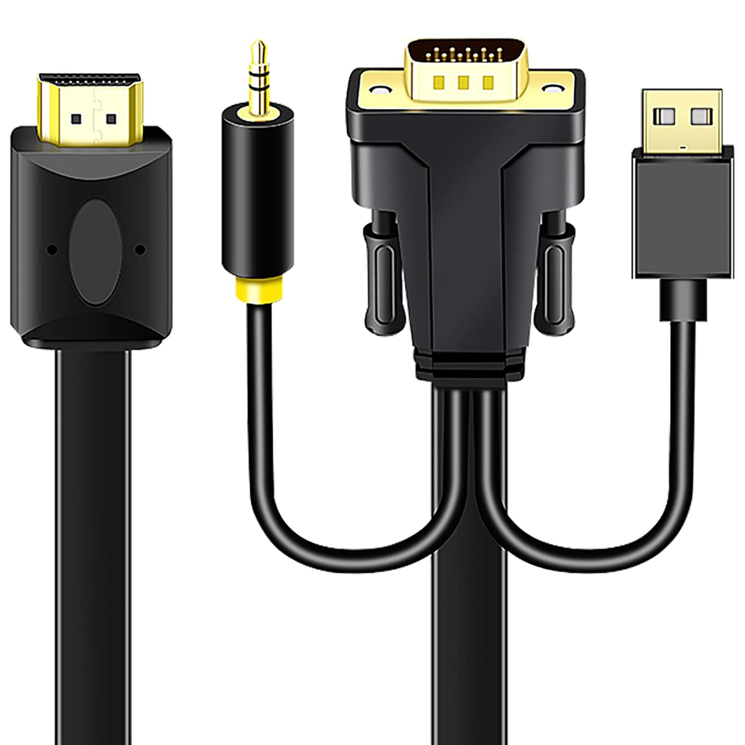 Tunghey VGA to HDMI Cable with Audio (Not HDMI to VGA), 1080P HD VGA to HDMI Adapter Cable, VGA Male to HDMI Male Cord for VGA Computer/Laptop to HDMI Monitor/Tv (2M)