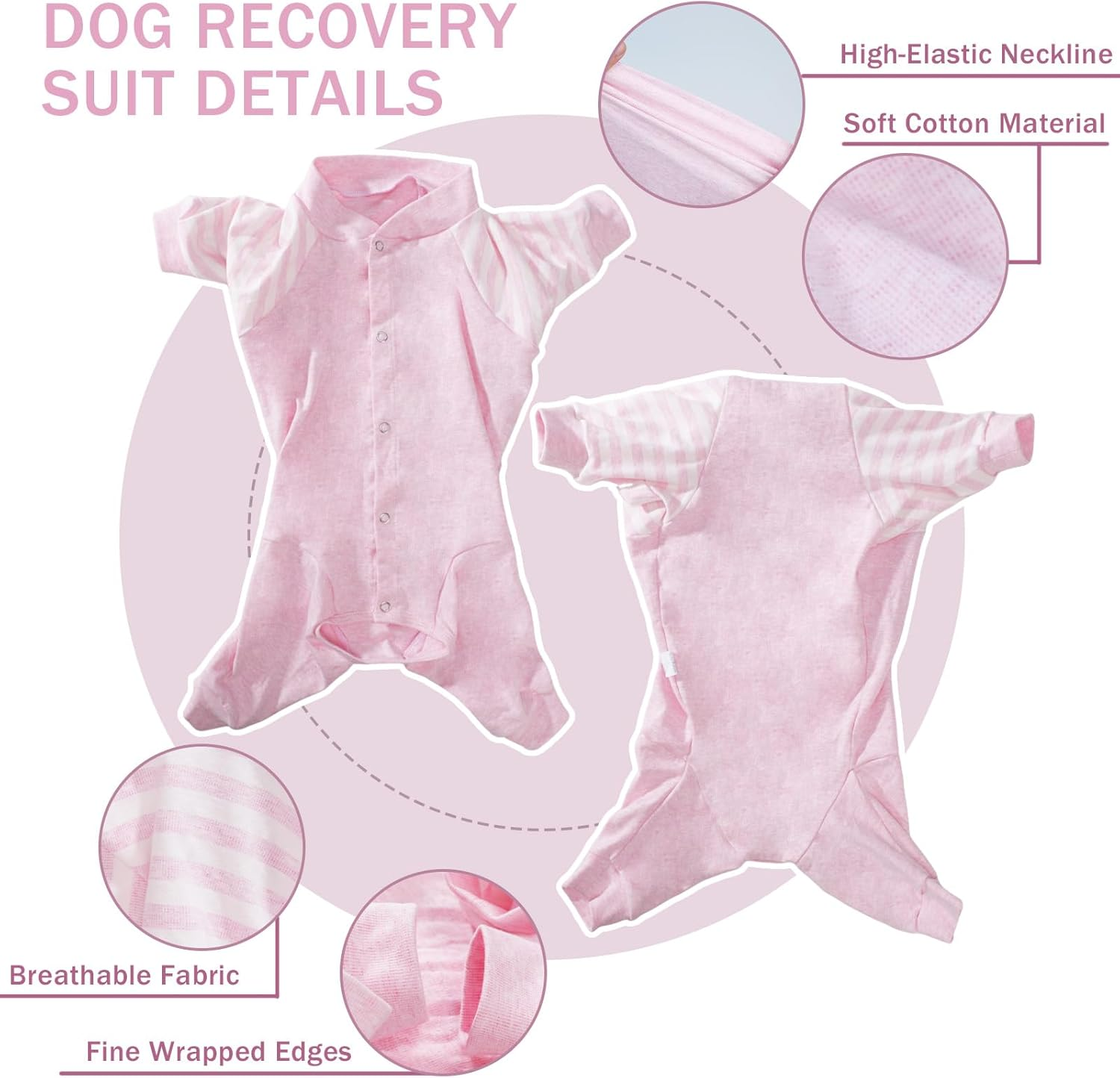 Lelepet Dog Recovery Suit for Female Male Dogs, Soft Dog Operation Medical Suit, Dog Post Surgery Body Suit, Long Sleeve Dog Onesie after Surgery, Pet Surgical Spay Neuter Shirt Stop Licking, Pink L image number 5