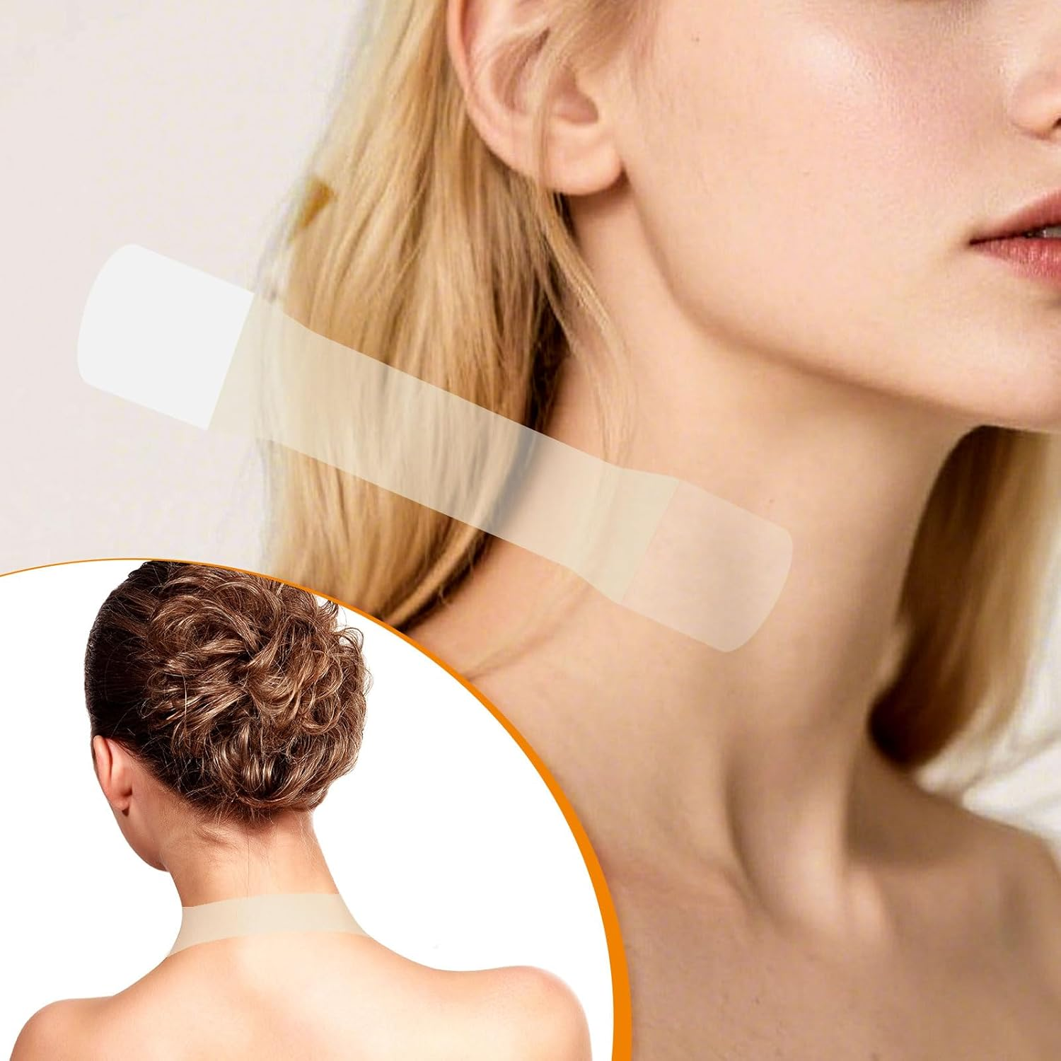 Sinbana 8Pcs Neck Lift Tape, 2 Styles Invisible Instant Lifting Firming Tape with 40Pcs Replacement Patches Double Chin & Saggy Skin High Elastic Breathable Waterproof Neck Wrinkle Solution