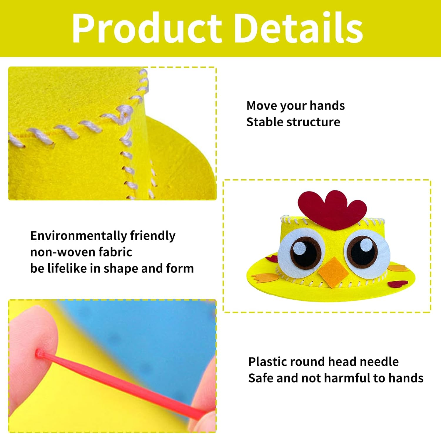 Easter Bonnet Decorations Kit,Yellow Chick Make Your Own Easter Bonnet for Boys & Girls,For Kid Party Activities Decorate,Diy Easter Hat Kit,Easter Party Favors,Easter Craft Supplies image number 4