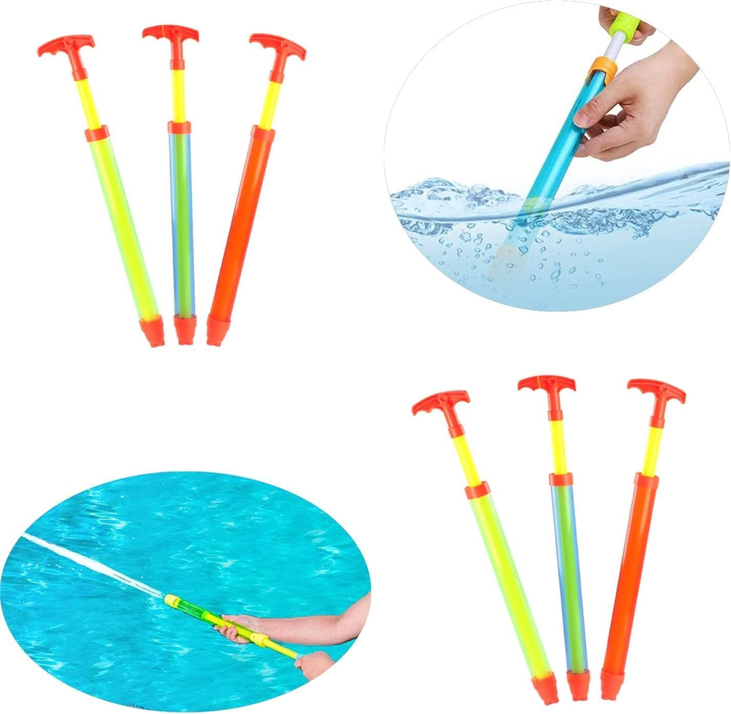 6 Pack (3 Pcs Firework Water Guns+3 Straight) Squirt Guns for Kids & Adult,Size 41CM, Water Pistols 35FT Long Range, Super Soaker Water Blaster, Water Toys for Swimming Garden Pool Beach Outdoor Play image number 5