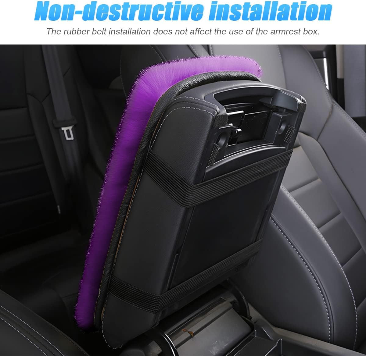 Fluffy Car Armrest Cover, Universal Car Center Console Pad, Car Armrest Seat Box Cover Decor Accessories for Women Men, Armrest Seat Box Cover Protector for Most Vehicle, SUV, Truck, Car (Purple) image number 2