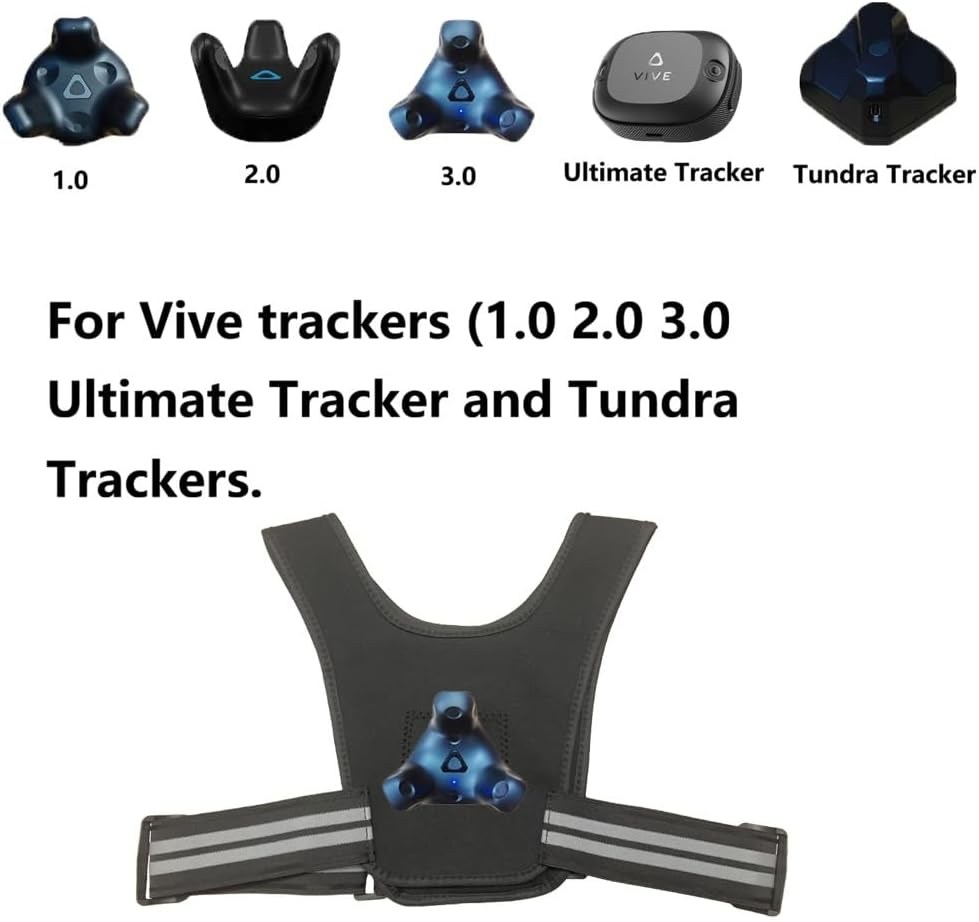 HTC Vive Tracker Dedicated Chest Strap, Compatible with HTC Vive (1.0 2.0 3.0) Ultimate Tracker and Tundra Tracker, Suitable for VR Fitness, Vrchat, Animation, and Virtual Production.