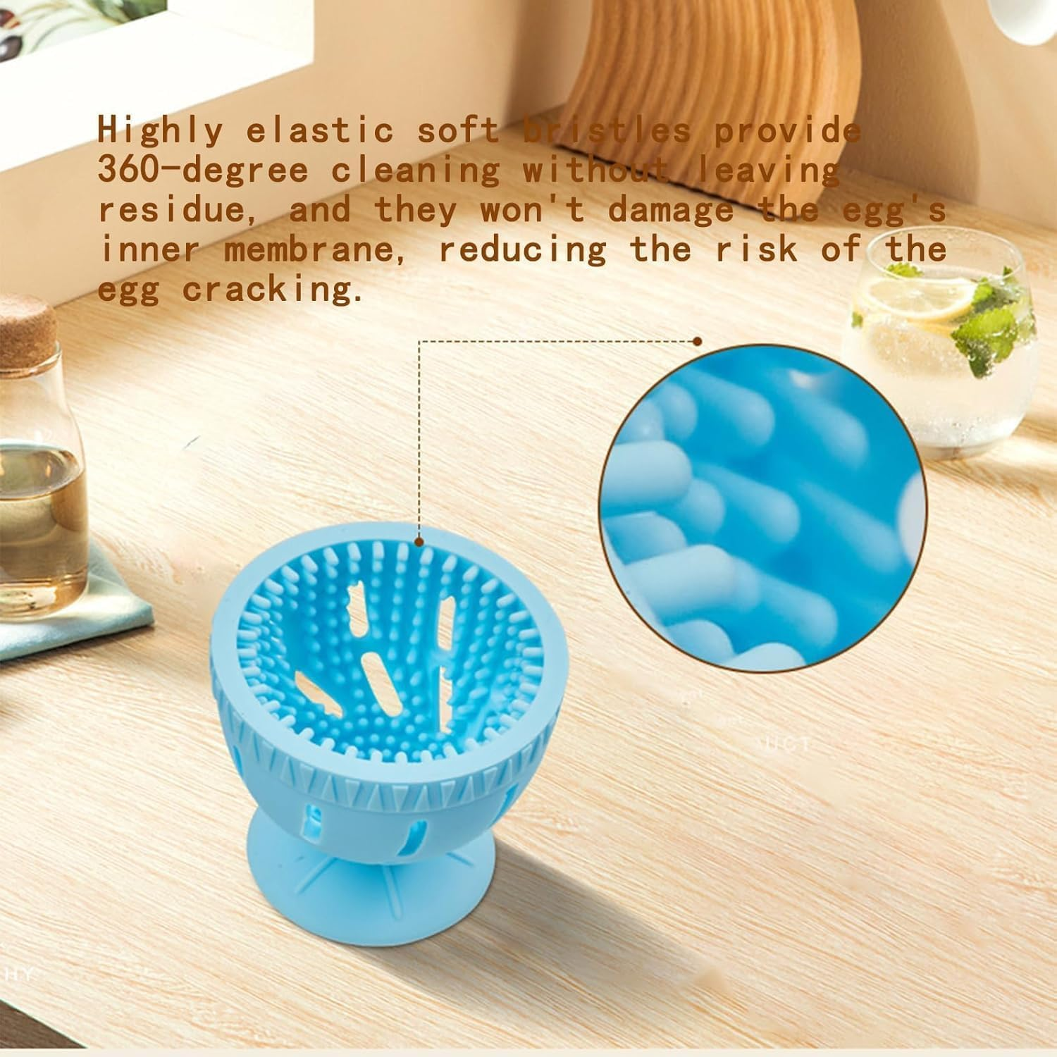 Silicone Egg Brush Cleaner with Suction Cup, Premium Fresh Egg Washer and Brush for Easy Cleaning of Farm-Fresh Eggs image number 3