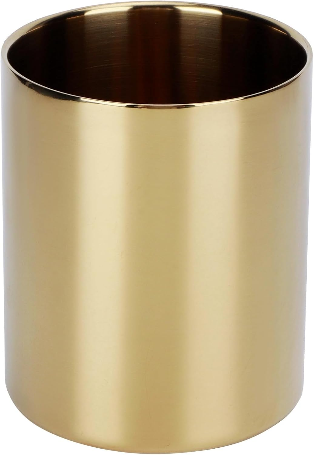 Stainless Steel Pencil Cup with Modern Design, Space-Saving, Multipurpose Organizer for Desk, Counters, Dressers, Tabletops, Premium Quality, Stable Placement (Gold) - Silver image number 7
