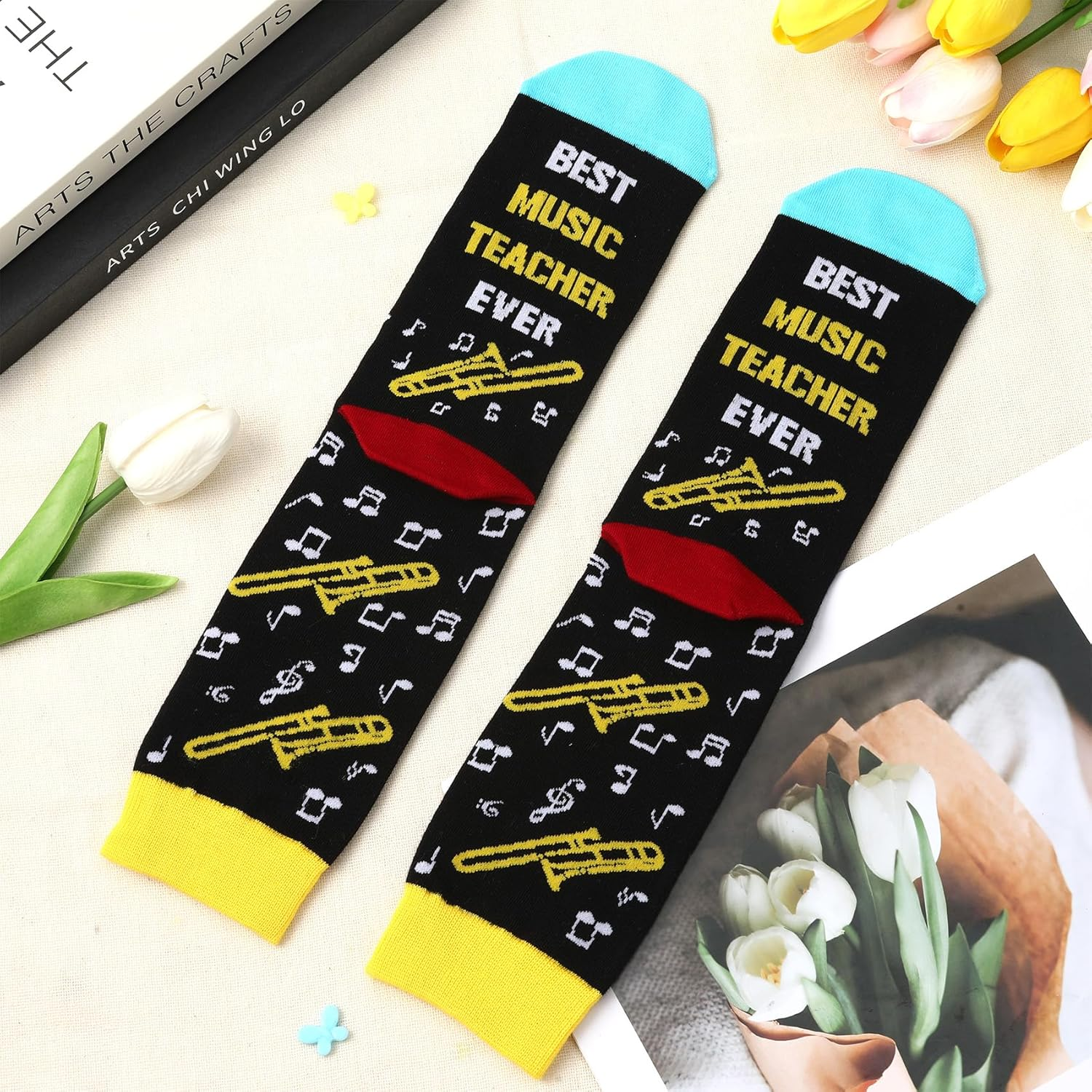 Music Teacher Gifts Women Male, Appreciation Thank You Music Teacher Gifts Trombone Socks, Best End of Year Birthday Retirement Retired Gift Ideas Funny Stocking Stuffers Christmas Valentines image number 6