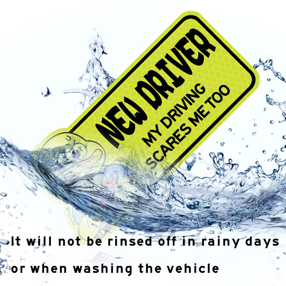 Biinfu Reflective New Driver Sticker, Student Driver Decal for Car, Vehicle Keep Distance Sign Bumper Funny Duck Sticker-Yellow image number 3