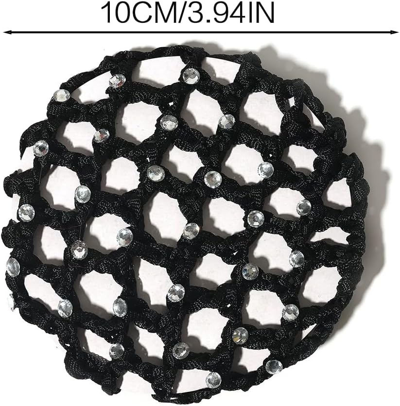 TSUOUKL Pack of 5, Net for Hair, Hair Nets Hairstyles, Hair Net, Hair Net, Bun Net, Ballet Bun Net, Crystal Hair Net, Bun Ballet Girl, Bun Glitter, Bun Nets (With Rhinestones) image number 4