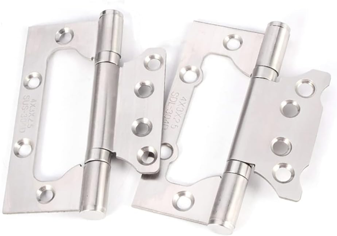 Stainless Steel Flush Hinges, 2 Pcs Small Flush Doors Hinges with Screws, Smooth and Silent Movement, Ideal for Bedroom Wardrobe, Kitchen Cabinets, Internal Doors image number 4