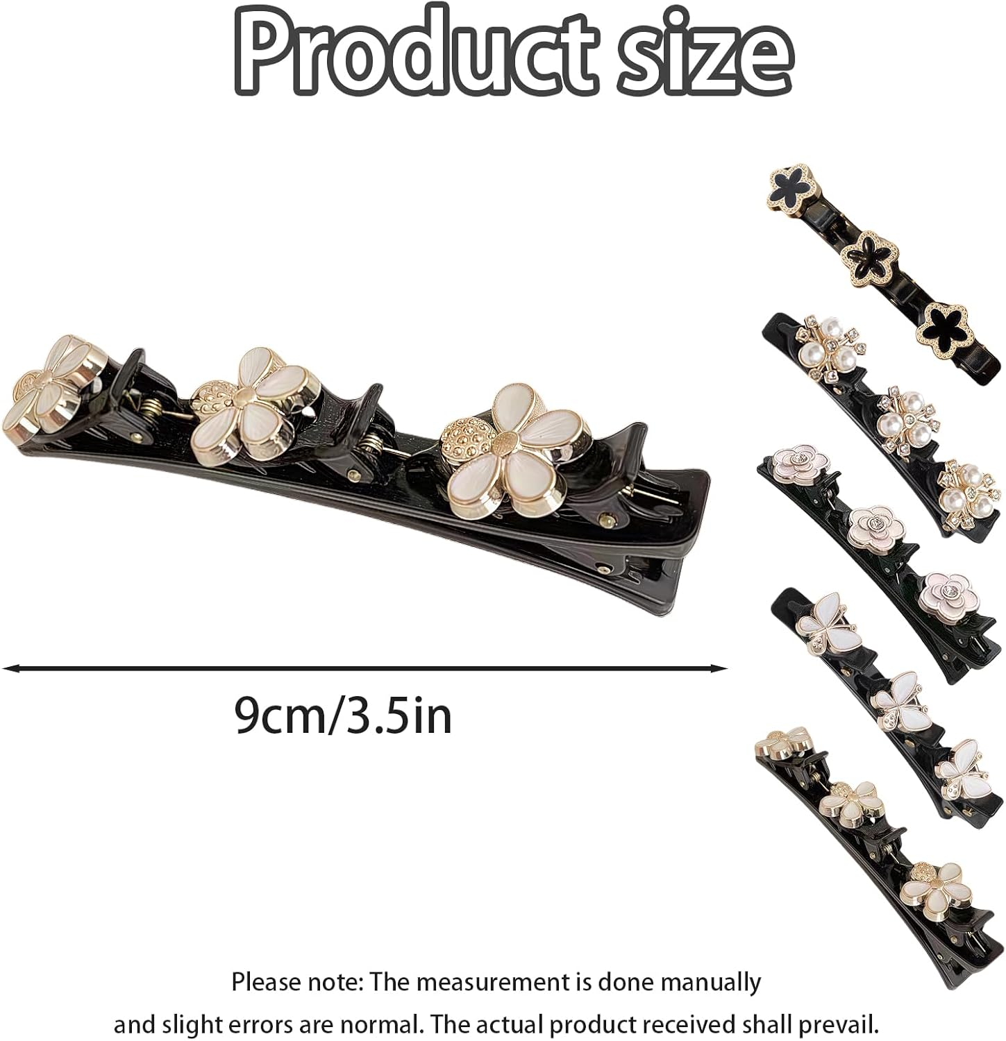 Pack of 5 Double Layer Hair Clip,Sskhe Women'S Braided Hair Clip,Flowers,Butterfly,Crystal Hair Accessories,Create a Variety of Elegant Hairstyles image number 6