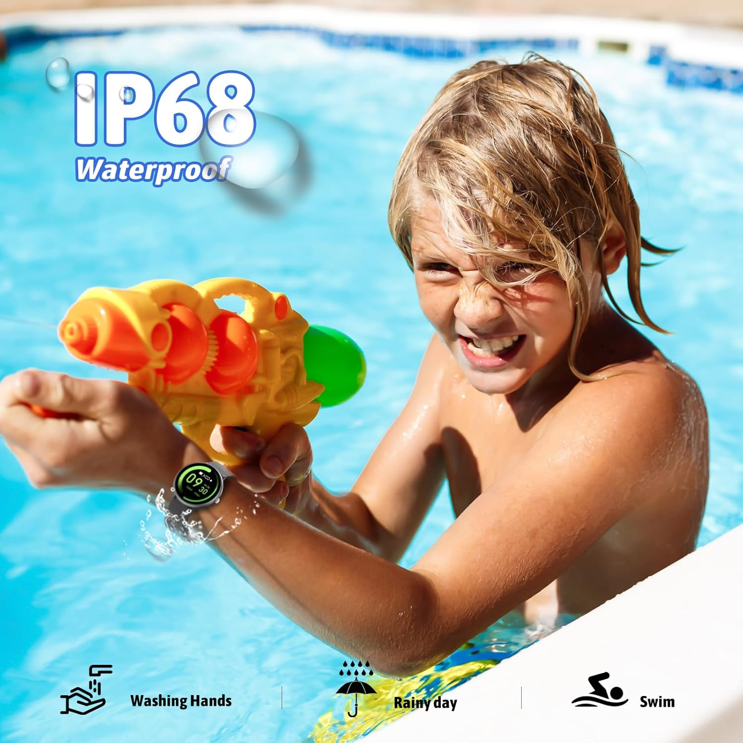 JOYELE Smart Watch for Kids Boy Girl, No Phone Needed Kids Watch Waterproof with 19 Sport Modes, Pedometer, Sleep Monitor, Kids Watch for Girls Boys 6-16 Birthday Gifts Toy Gift (Black) image number 2