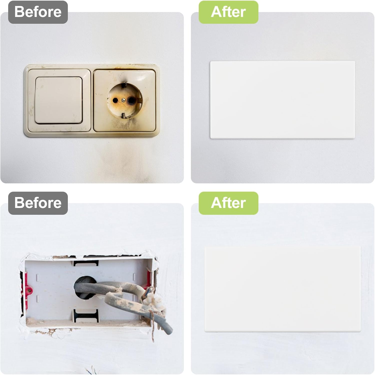 UFURMATE White Blank Cover Wall Plate, 2PCS Plastic Screwless Wall Hole Plate 2-Gang Blank Device Outlet Cover Electrical Covers for Unused Outlets or Switches (189 * 110Mm) image number 6