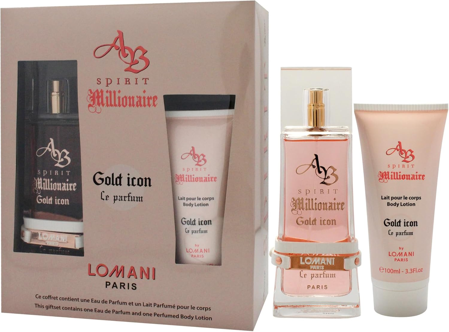 AB Spirit Millionaire Le Parfum Gold Icon by Lomani for Women - 2 Pc Gift Set 3.3Oz EDP Spray, 3.3Oz Body Lotion image number 3