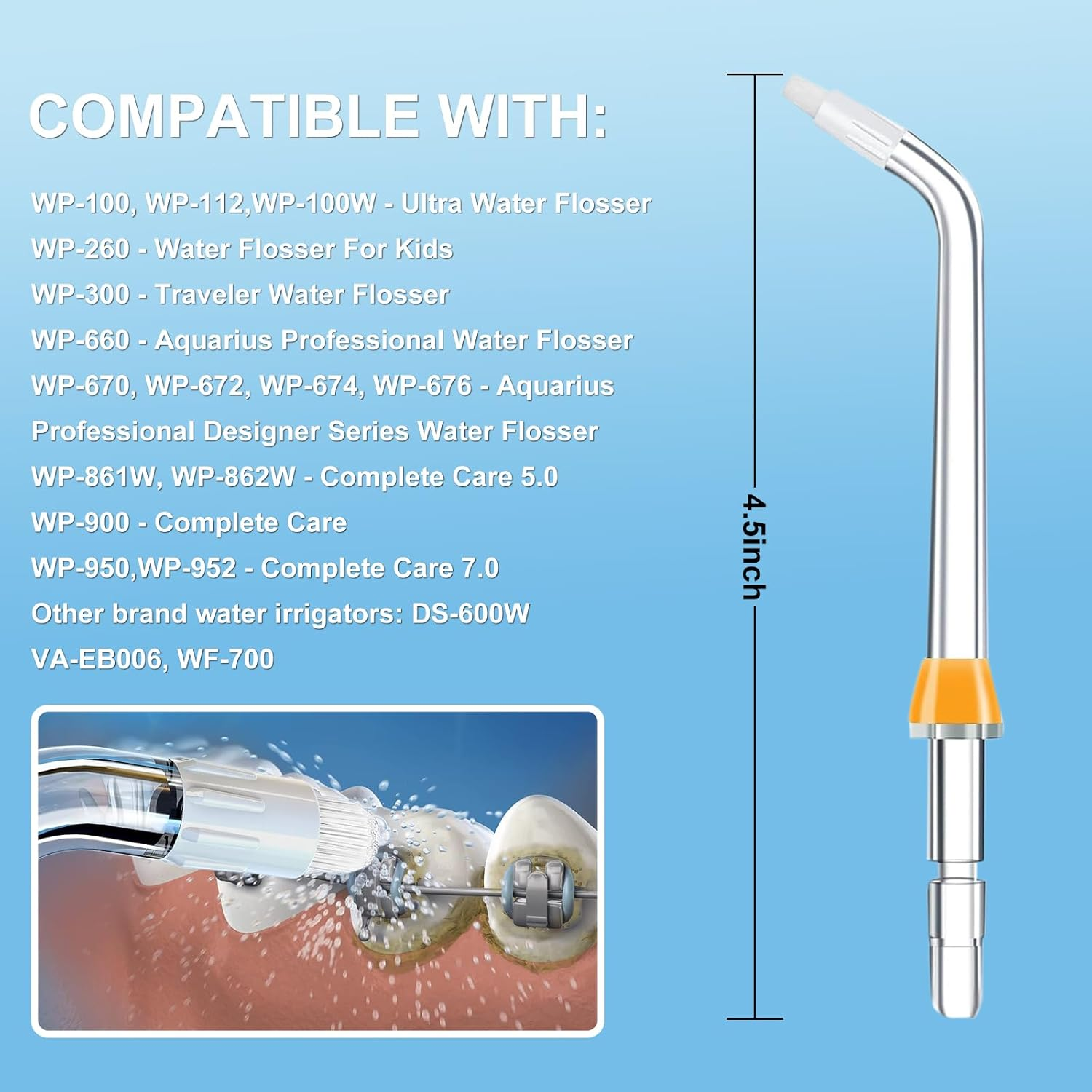 Replacement Tips for Waterpik Water Flosser, Replacement Orthodontic Tips Compatible with Waterpik Water Flossers and Other Brand Oral Irrigators (6 Orthodontic Tips) image number 6