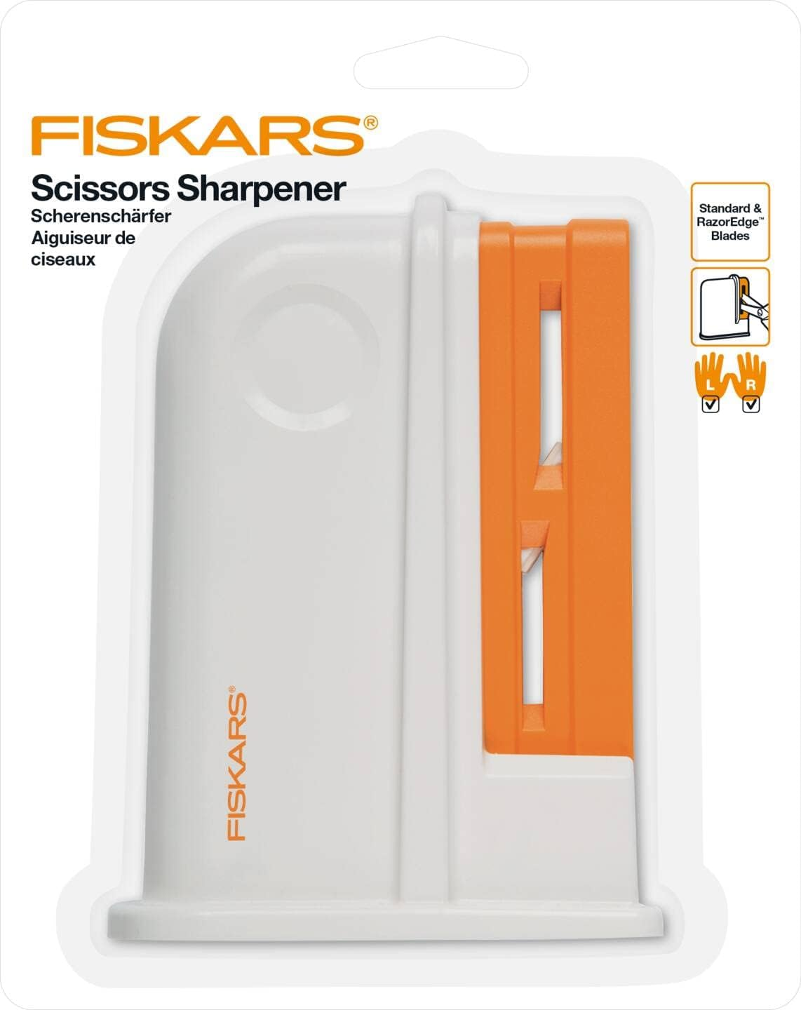 Fiskars 1020499 Scissors Sharpener, 9 X 4 X 13.8 Cm, White/Orange image number 3