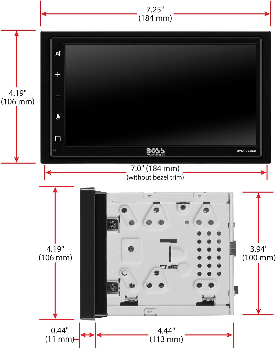 BOSS Audio Systems BVCP9685A Car Stereo - Apple Carplay, Android Auto, 6.75 Inch Double Din, Touchscreen, Bluetooth Audio and Calling, AM/FM Radio Receiver, No CD DVD Player image number 4