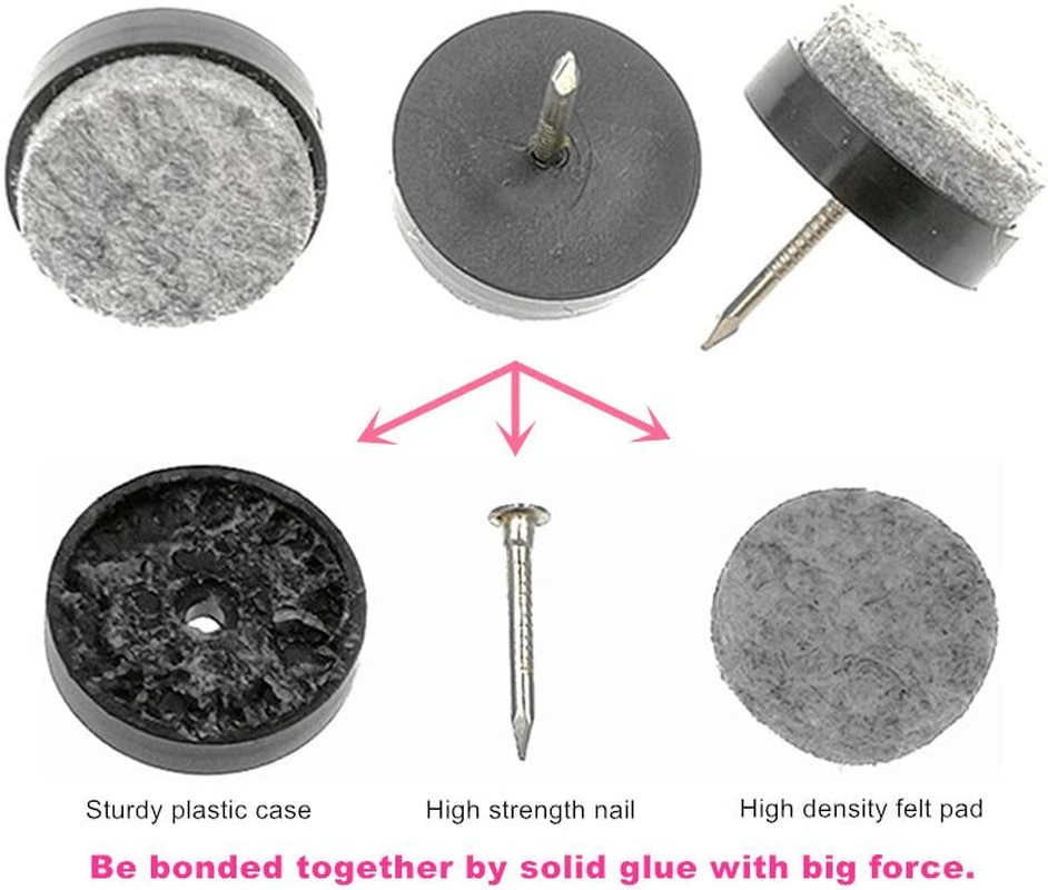 Pack of 40 Heavy Duty Felt Nail-On Slider Glide Pad Furniture Chair Tables Leg Feet Pads Table Wood Floor Protectors image number 2