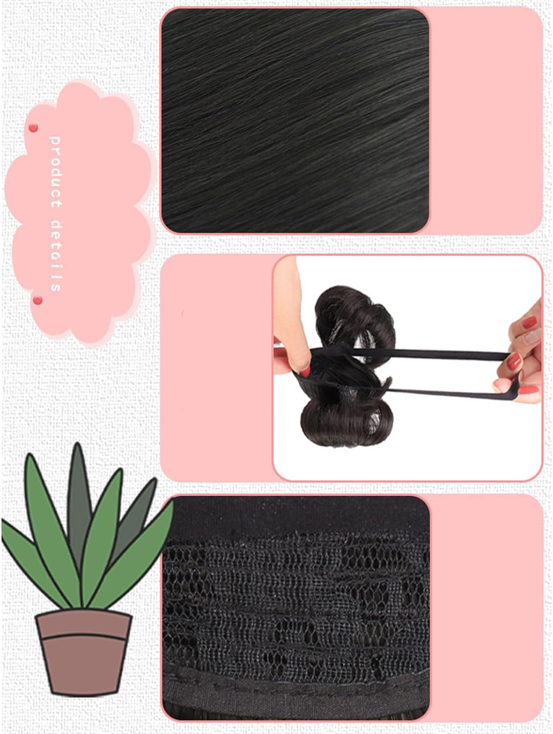 NVOQILIN Bun Headbands Infants Wig Bangs Chignons Hairpiece 1-4T Girls Boy Headwear Lovely Buns Hairband Decors image number 6